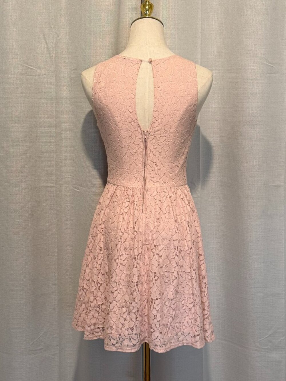 HeartSoul Pink Lace Overlay Mini Dress Cottagecore Spring Small - Picture 6 of 10